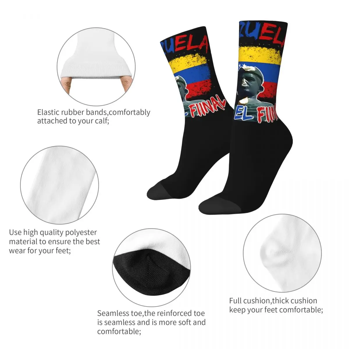 Cozy Men Socks Venezuela Hasta El Final Merch Comfortable Venezuela Flag Graphic Dress Socks All Season