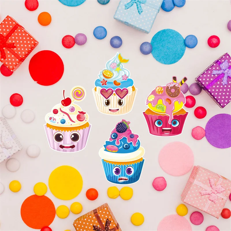 Make A Cupcake Sticker Sheets for Kids Sweet Create Your Own Cupcake DIY Puzzle Stickers Children Birthday Gifts Party Decals