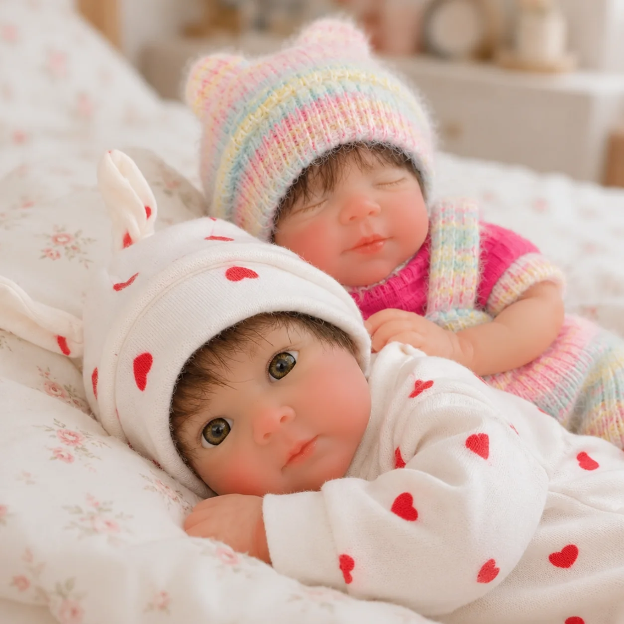 

OtardDolls--1PCS/2Styles Open Mouth 20 cm Solid bebe reborn de silicona Girl Dolls With Rooted Hair Waterproof Newborn Girl Doll