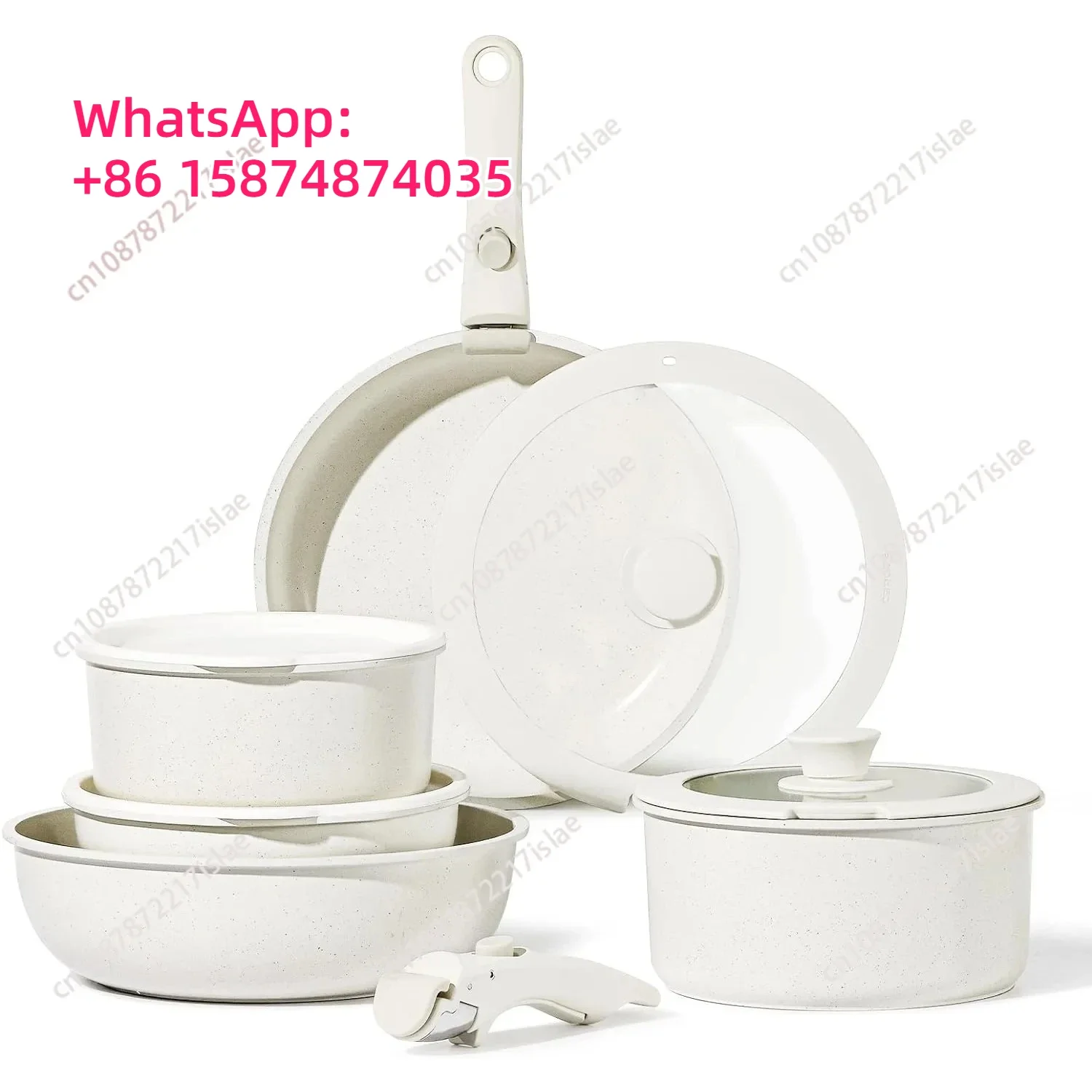 

11pcs Pots and Pans Set, Nonstick Cookware Sets Detachable Handle, Induction RV Kitchen Set Removable Handle, Oven Safe