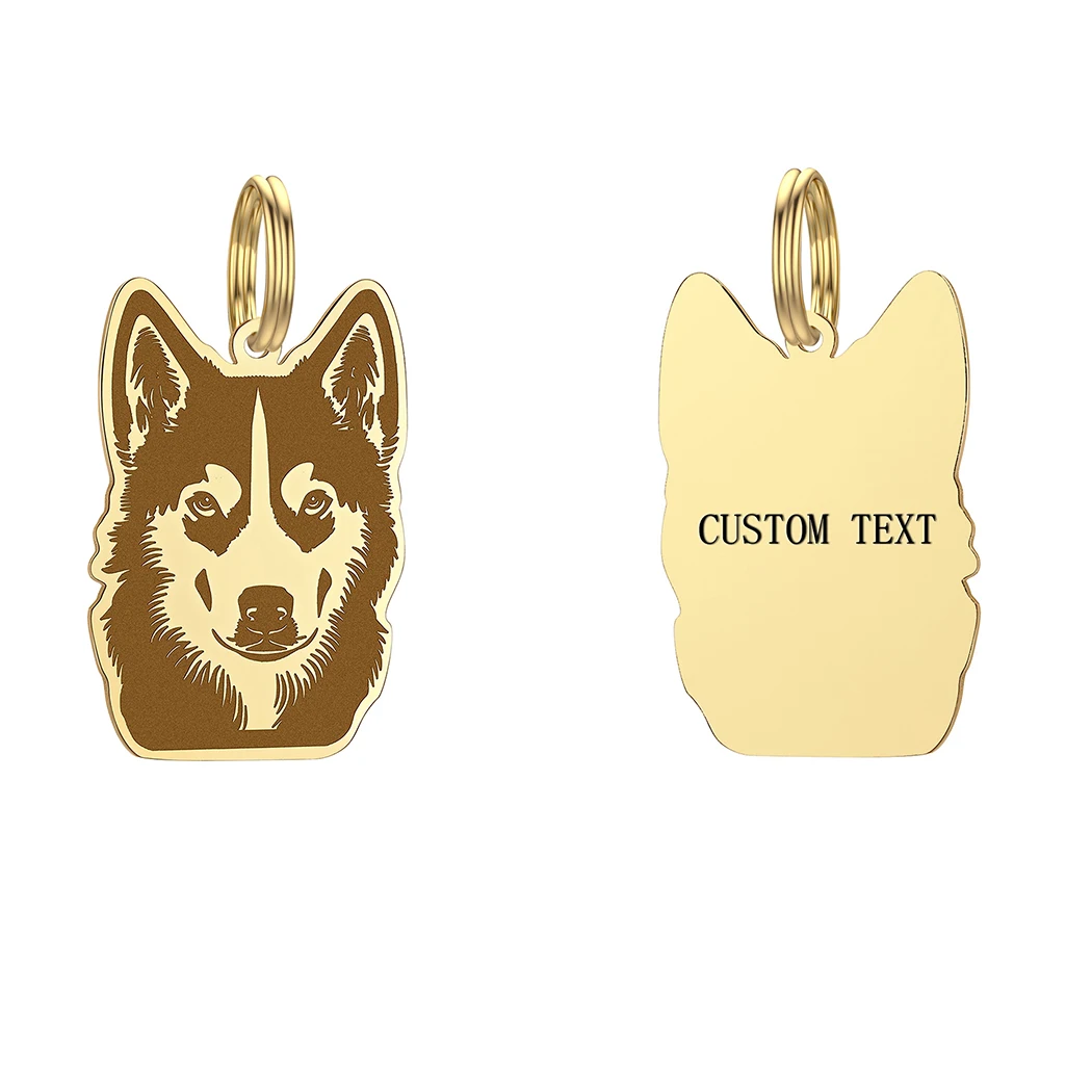 Personalized Husky Custom Dog Id Tags Collar With Name Personalized Number Dogs Anti-lost Pendant Engraving Keychain