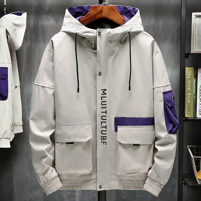 2024 Spring and Autumn Fashion Trend Windproof Cargo Jacket Men's Casual Loose Comfortable Large Size High Quality Hooded Coat