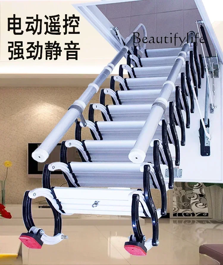 Electric loft telescopic duplex hidden contraction stretching automatic folding lift