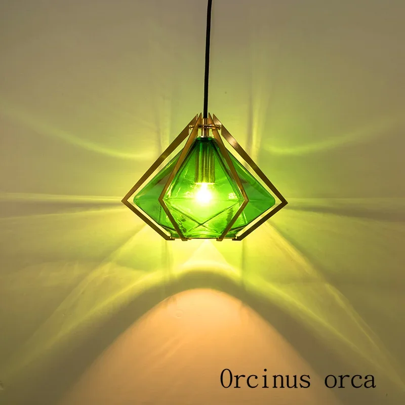 Post modern creative personality Emerald Pendant lamp living room bar Nordic single diamond crystal LED pendant lamp