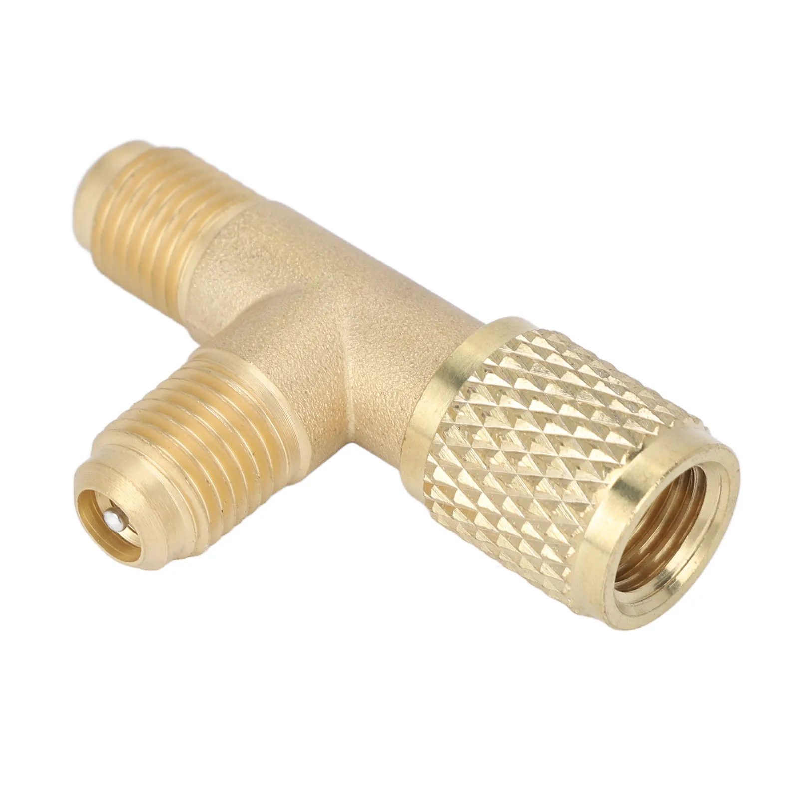 Quick Coupler Tee Adapter with Valve Core Brass 1/4in SAE Sturdy Structure for R22 R12 R134