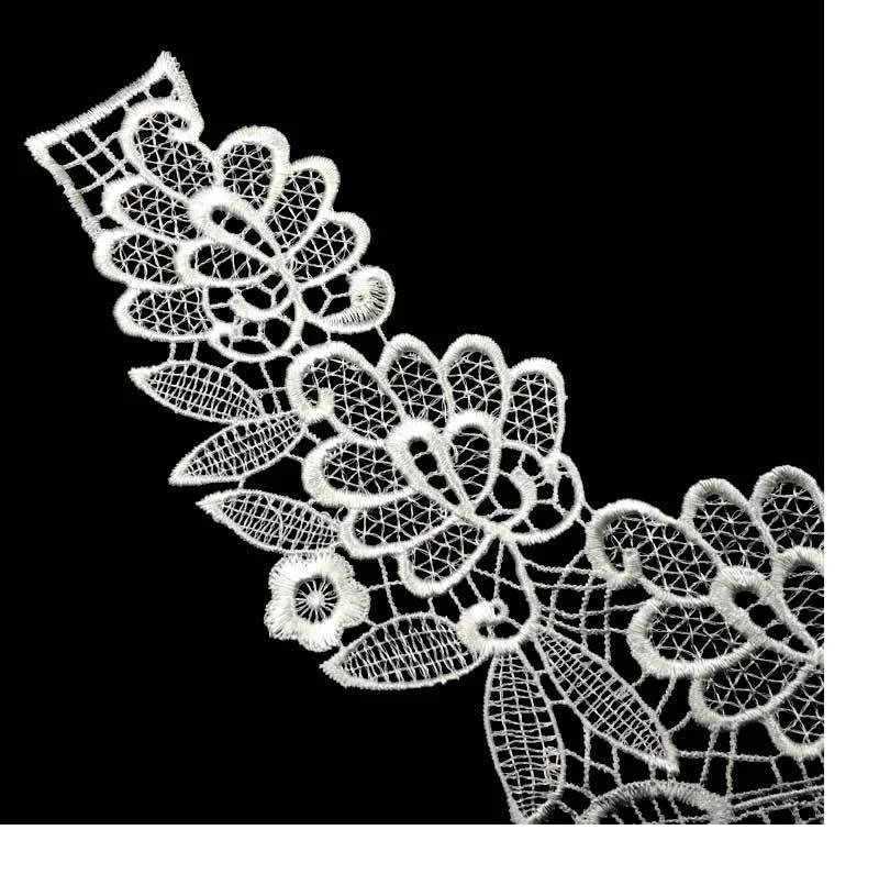 Collier en dentelle soluble dans l'eau, 2 pièces, faux col en soie Polyester, broderie de fleurs tridimensionnelles, broderie creuse