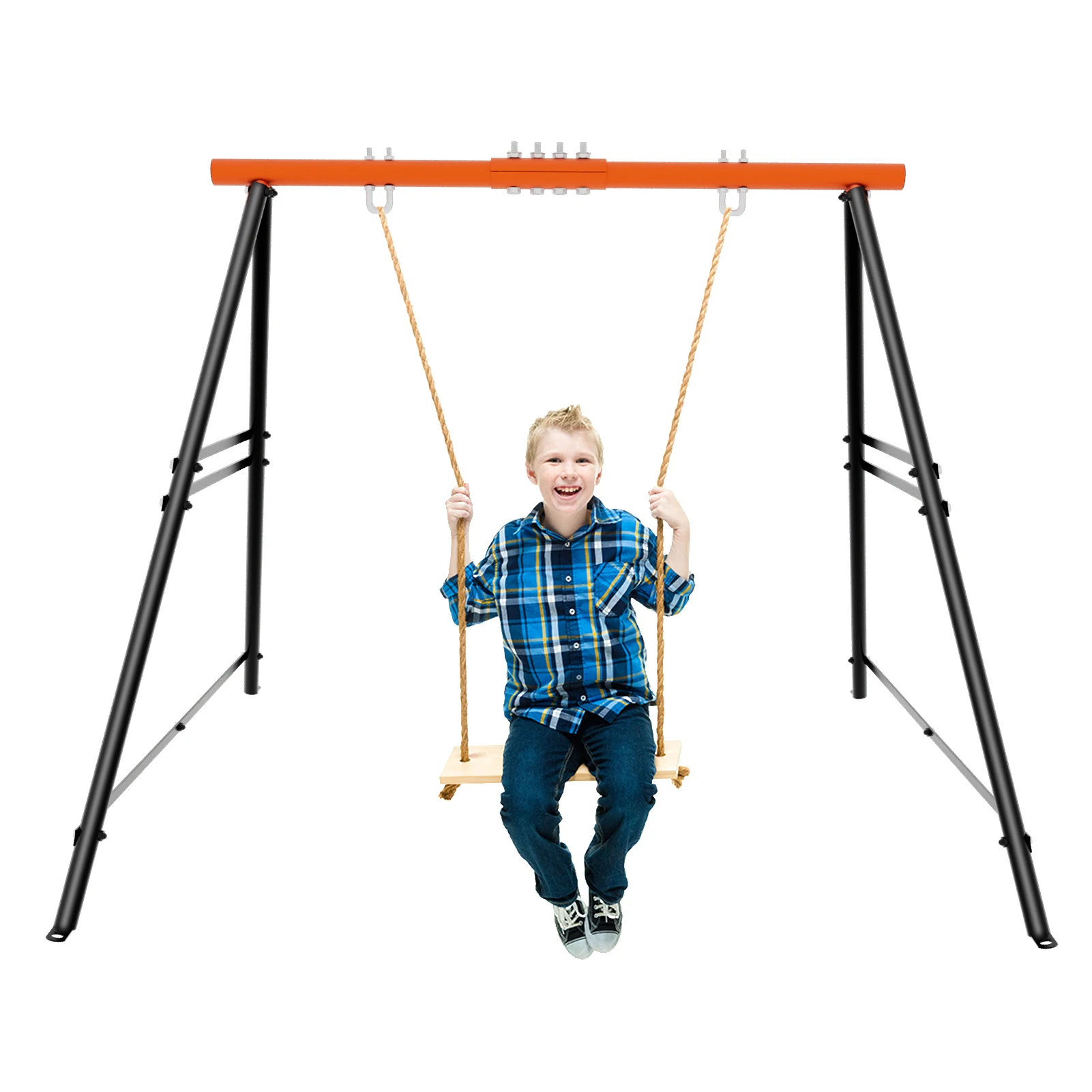 Veranda-Schaukelgestell, 550 lbs Tragkraft, Schwerlast-A-Rahmen-Schaukelständer, Schaukelgestell für Yoga-Hängematte, Saucer-Babyschaukel (Orange, Schaukel NICHT enthalten)