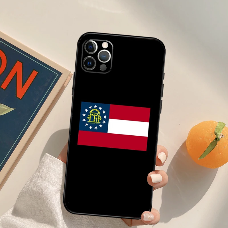 Georgia State Flag Cover Case For iPhone 16 15 14 13 12 11 Pro Max XS XR X 12 13 Mini 16 15 Plus Fundas