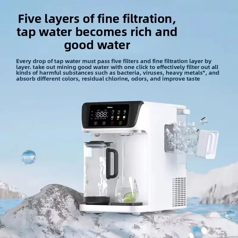 5-in-1 Ice Maker Water Dispenser Countertop Rapid Cooling, Self-Cleaning Portable Ice Machine Energy Saving for Home/Office