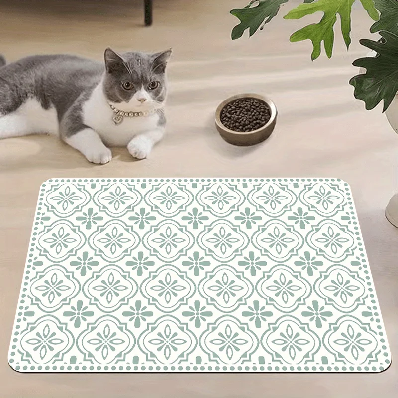 1pc Leather Dog Mat, Quick-Drying Absorbent Non-Slip, Splash-Proof Easy-to-Clean Pet Bowl Mat, Suitable for Puppies