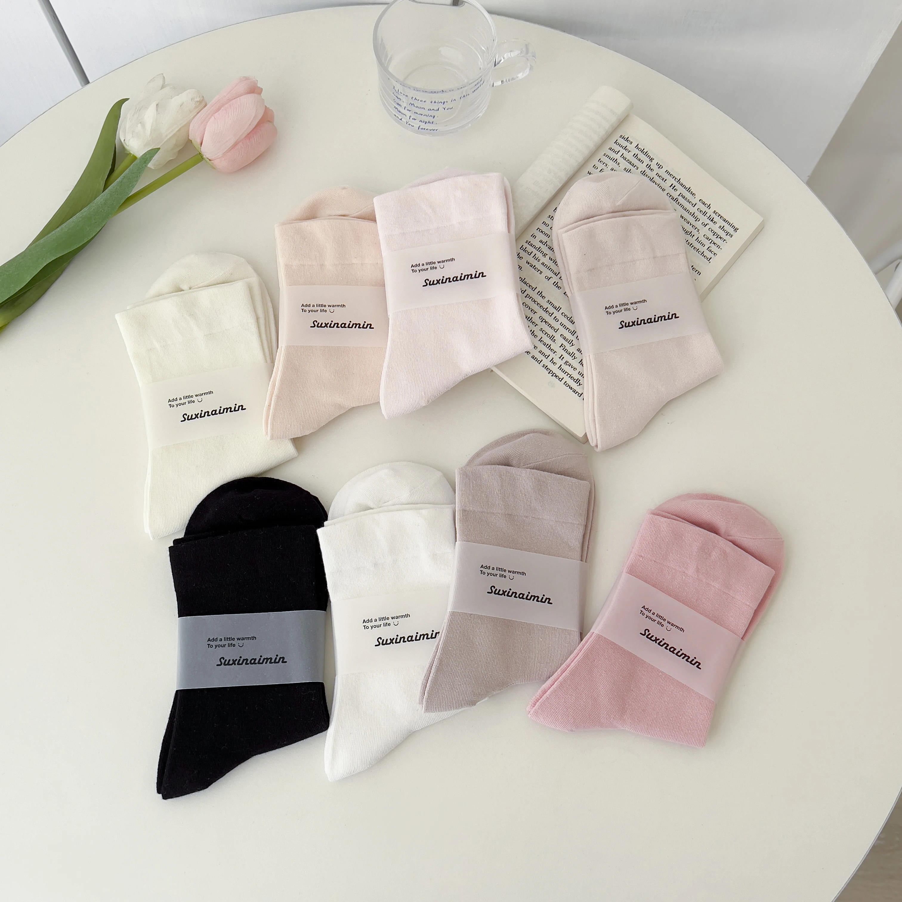 

3 пары/лот, новые нежные свободные носки в корейском стиле на весну и осень, розовые универсальные однотонные хлопковые носки для японских девушек