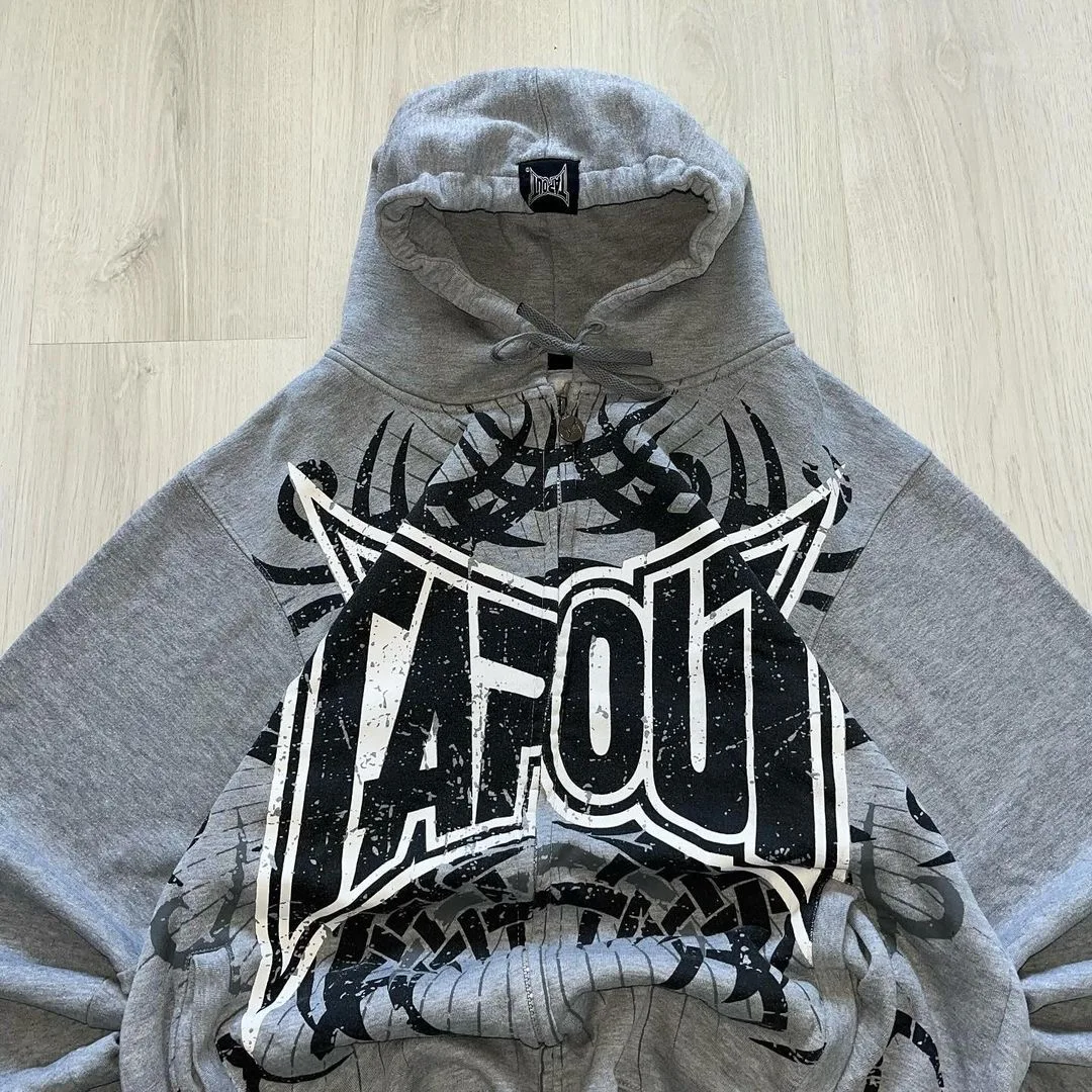 Y2K Hoodie New Gothic Letter Printing Hip Hop Casual Sweatshirt Selling Personality Retro Zipper Hoodies Mens Womens Streetwear