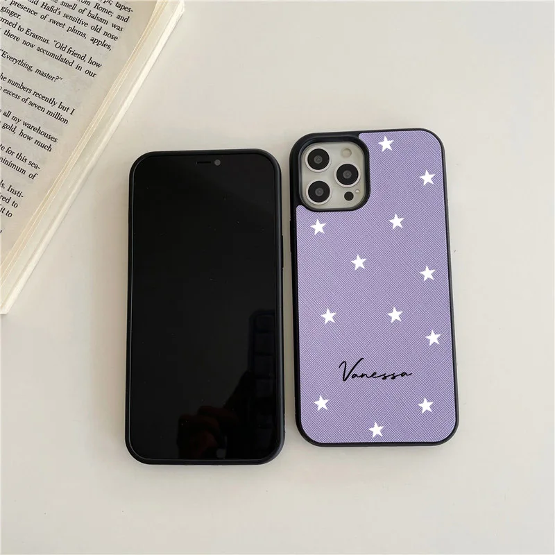 حافظة جلدية PU مخصصة للنجوم بالاحرف الاولى من الطوب سافيانو لهاتف آيفون 14 13 11 12 Pro Max 14Plus XR XS Max حافظة فاخرة ساخنة