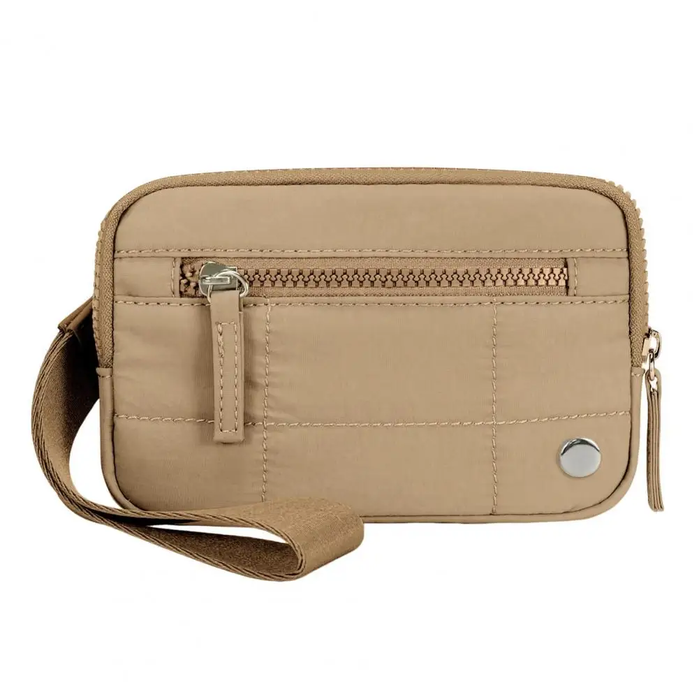 

Wrist Bag Women's Nylon Quilted Wristlet Wallet with 3 Zipper Pockets for Travel Credit Cards