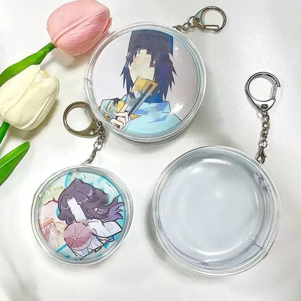 

Badge Display Anime Badge Display Bag with Keyring Protection Case Round Badge Storage Pouch PVC Round Clear Outdoor Bag