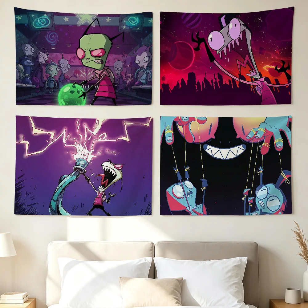 ANIME I-invader Z-zim Flag Wall Decorations Home Decor Suitable For Living Rooms Bedrooms Dormitories Parties And Holidays