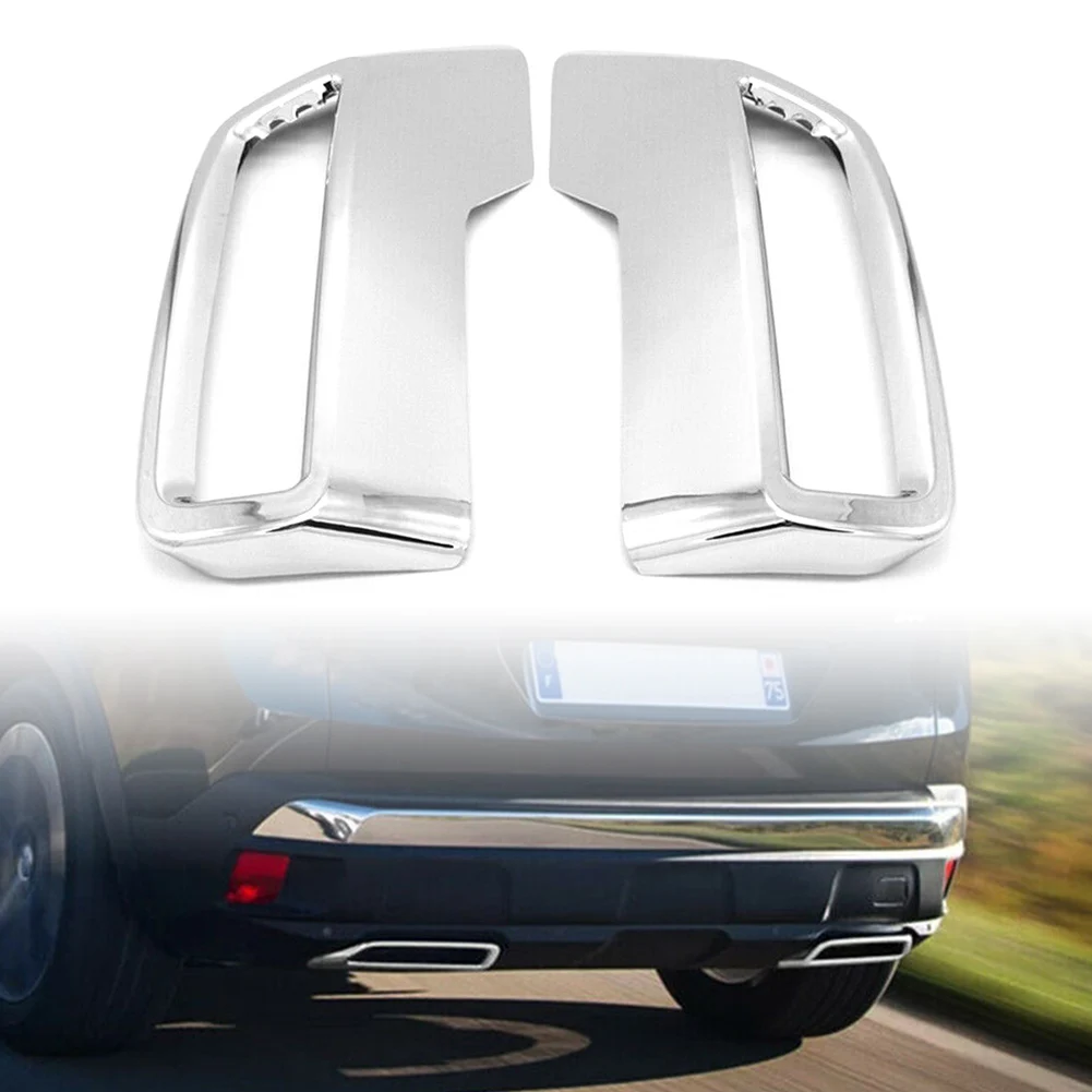 1 Pair Car Rear Exhaust Muffler Tail Pipe Cover Trim For Peugeot 3008 MK2 5008 2016 2017 2018 2019 ABS Plastic