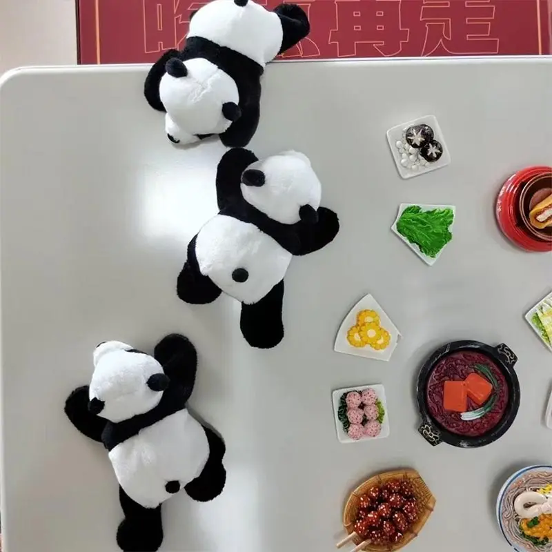 3D-Plüsch-Panda-Magnet-Kühlschrankaufkleber, Puppen, Küche und Heimdekoration, Ornamente, niedliche kulturelle kreative Geschenke, Souvenirs