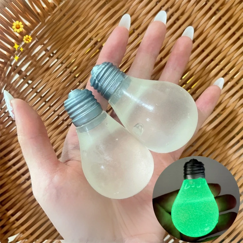 Squishy Light Bulb Maltose Luminous Squeeze Toy Slow Rebound Sensory Fidget Toy Stress Relief Novelty Funny Decompression Toys