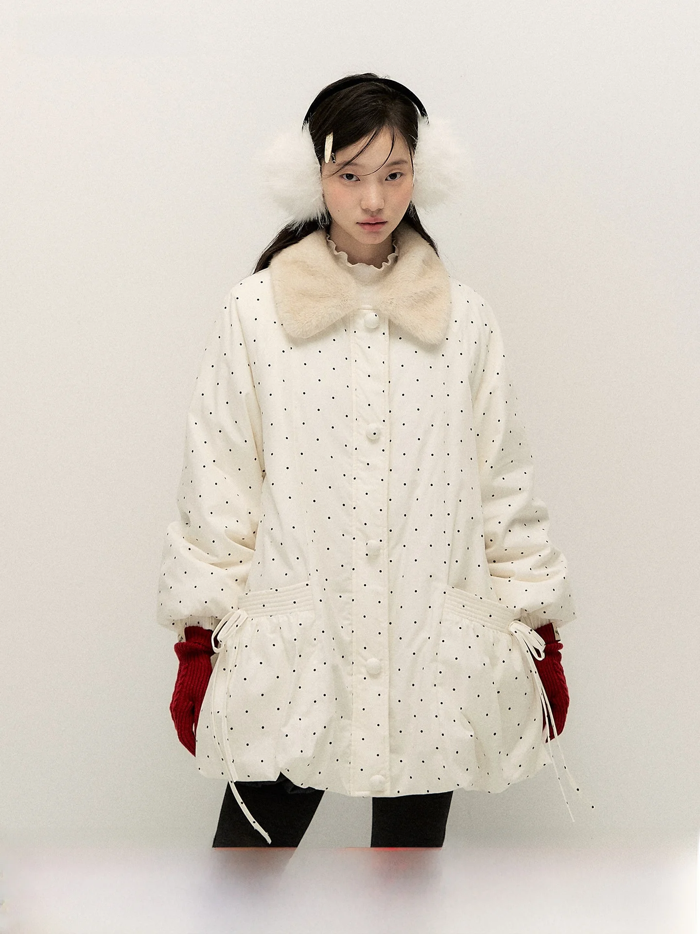 

Новое зимнее пальто Annatto с 90% белым утиным пухом, женское, теплое, с воротником из искусственного меха, в горошек, с юбкой-бутоном, длинное, с длинными рукавами