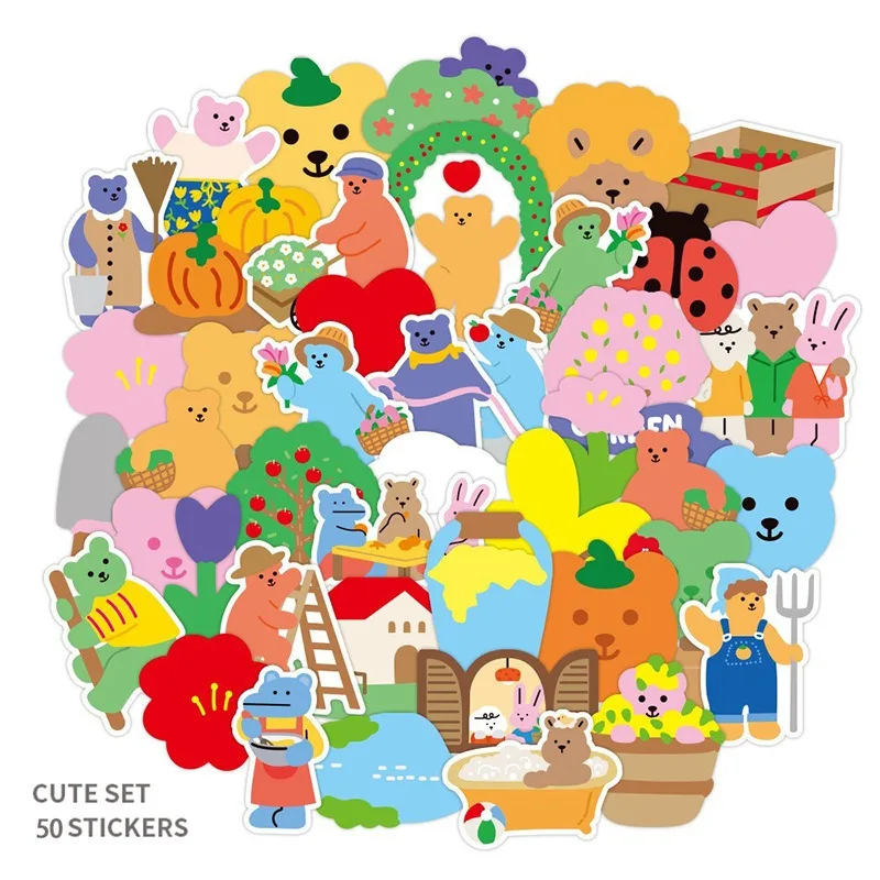 

50PCS Cartoon Cute Little Bear Love Life Creative Doodle Decorative Stickers