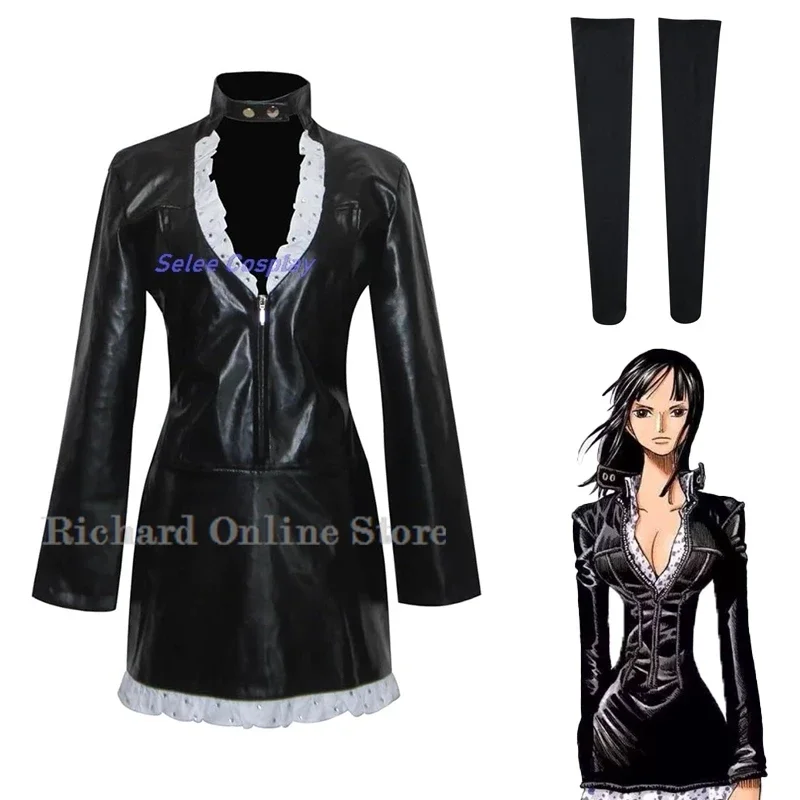 Fantasia de Cosplay Anime Robin com Peruca para Mulheres, Uniforme Preto Sexy, Roupas de Diabo Quadrinhos para Crianças, Festa de Halloween, Nico All, 1pc