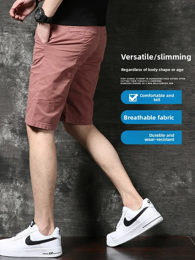 American Sle rétro vêtements de travail orts hommes été nouveau Faion coupe ajustée décontracté cinq points pantalon jeune énergie coton mélange