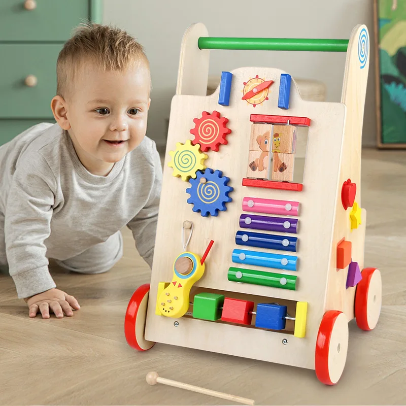Giocattolo per bambini Multi-funzione Walker Puzzle Montessori Educazione Occupato Bordo Giocattolo Auto Parenting in legno Giocattoli matematici per bambini Giocattoli interattivi