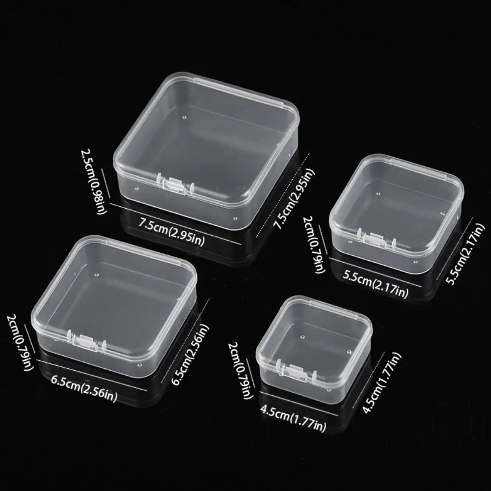 New PP Square Storage Box Dustproof Transparent Ring Storage Box Multi Sizes Earring Storage Container