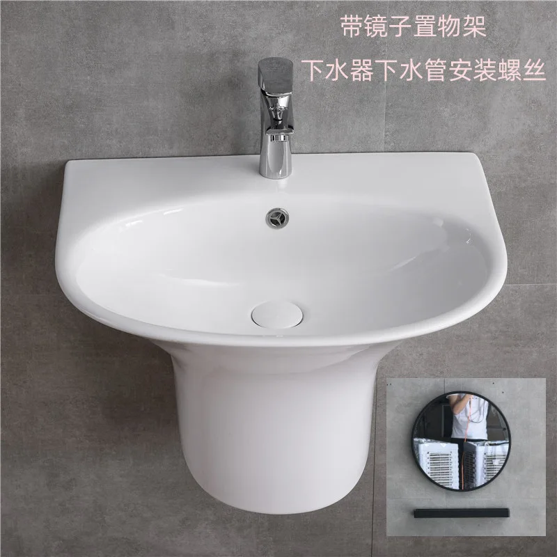 Customizable small apartment with wall-mounted sink, simple one-piece ceramic suspended sink