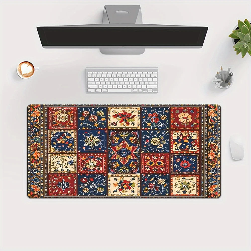 Bohemian-style gaming mousepad with bright floral geometric patterns anti-slip rubber base ideal choice for gamers