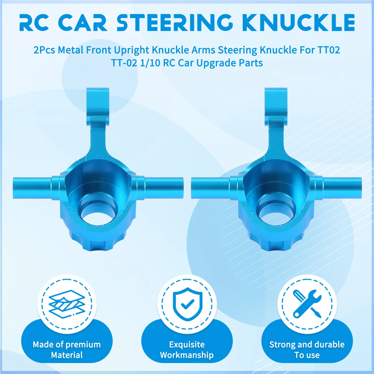 2 uds. De brazos de nudillo vertical delantero de Metal, nudillo de dirección para TT02 TT-02 1/10 RC, piezas de mejora de coche