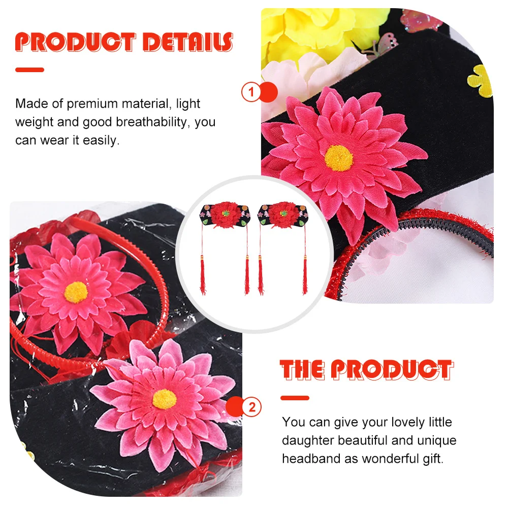 

2Pcs Chinese Style Hairband Lightweight Breathable Decorative Headband Wedding Party Tassel Chinese Style Unique Headdress