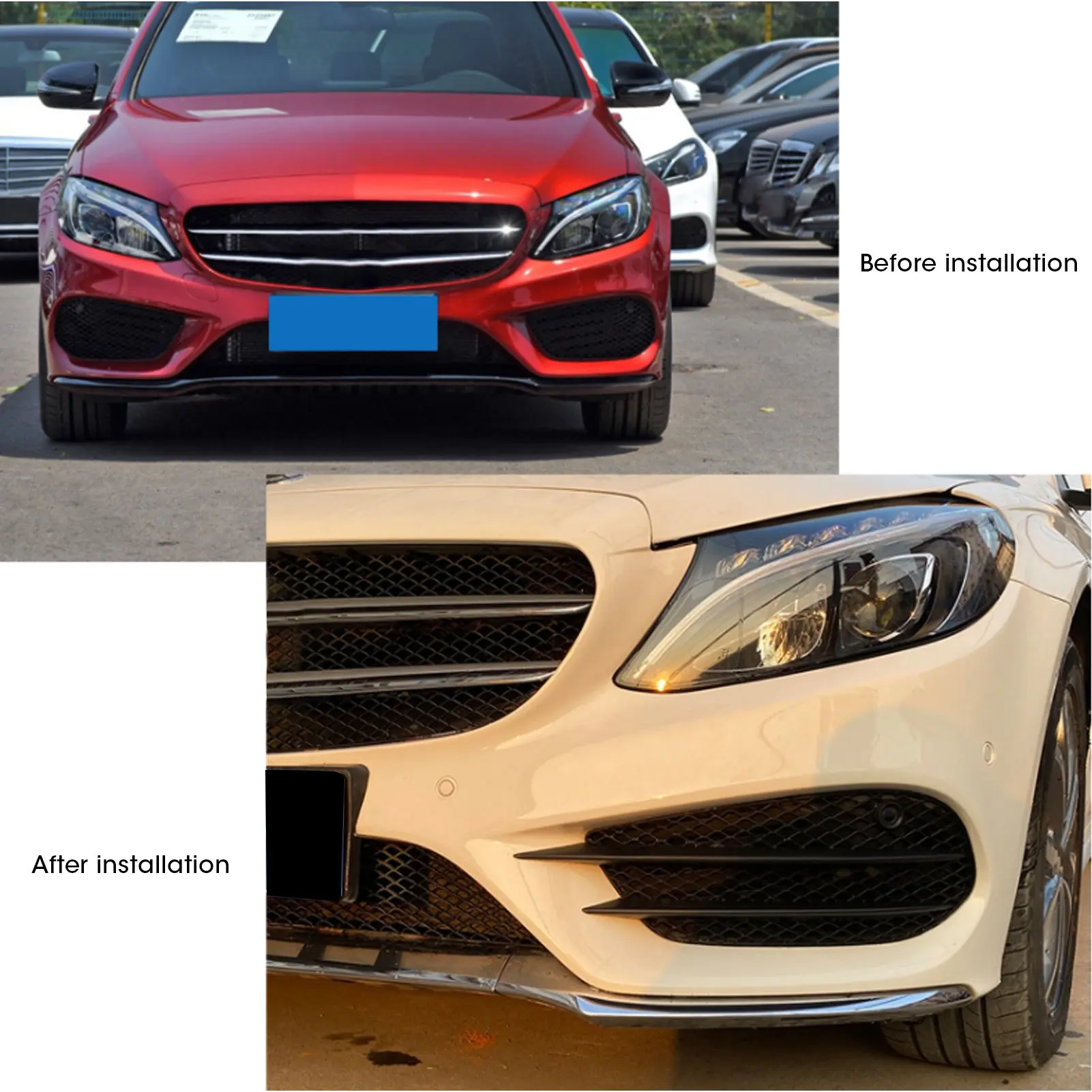 

Front Bumper Fog Lamp Grille Replacement for Mercedes Benz C Class W205 C205 S205 AMG Line 2015‑2018