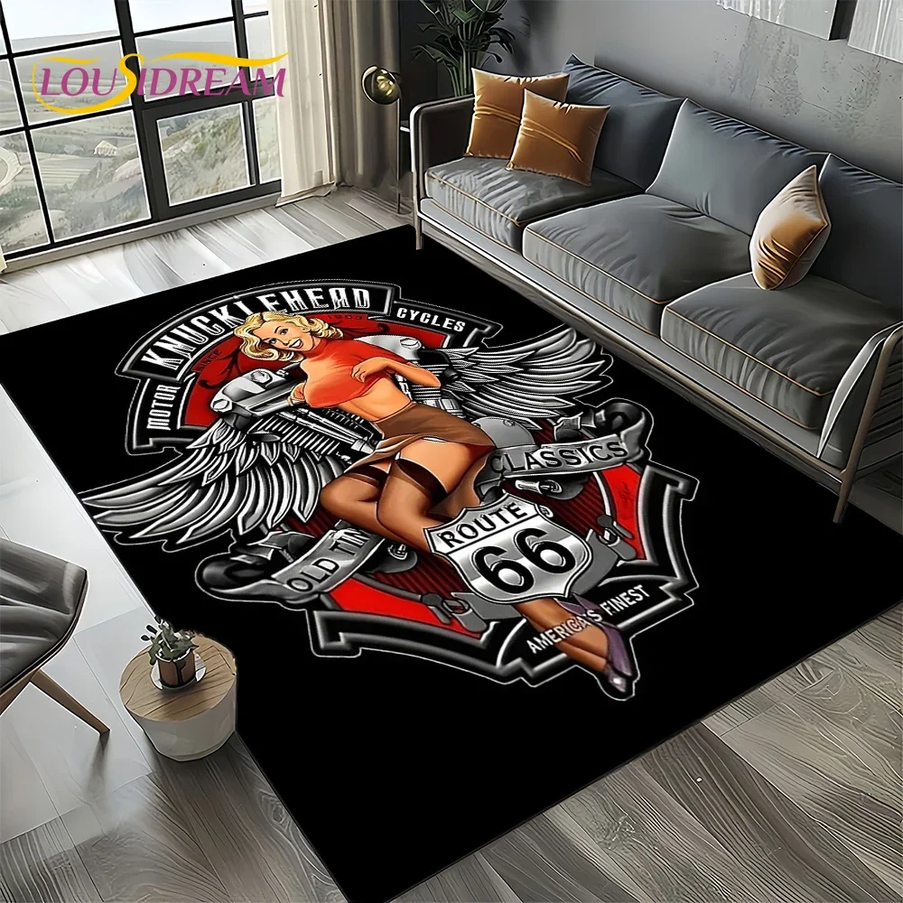 Retro America Historic Route 66,Mother Road,mãe EstradaCarpet Rug for Living Room Bedroom Home Sofa,Area Rug Non-slip Floor Mat