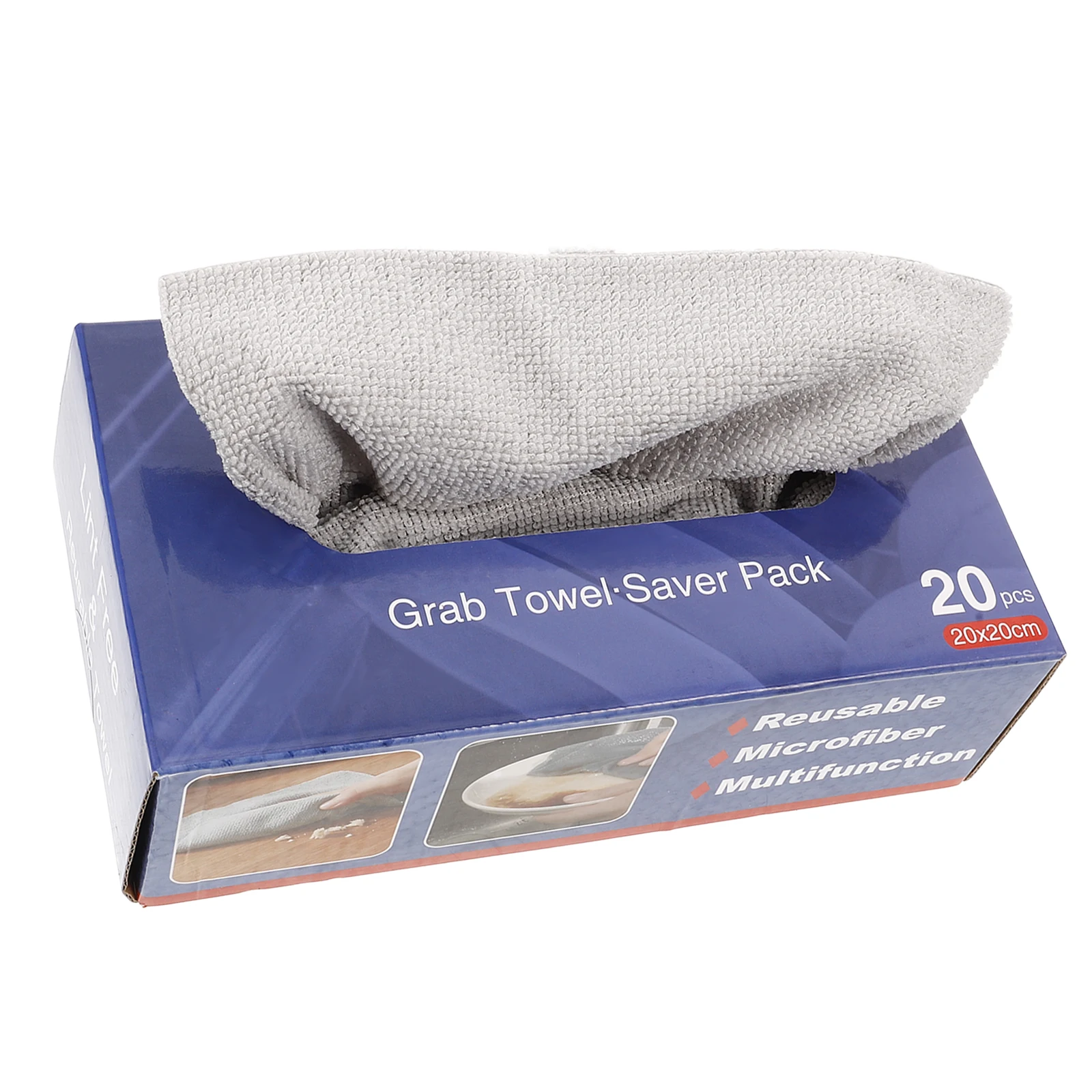 

20pcs 20cm Grey Square Microfiber Cleaning Cloths Kitchen Towels Strips Reusable Rag Washable House Cleaning Cloth Box