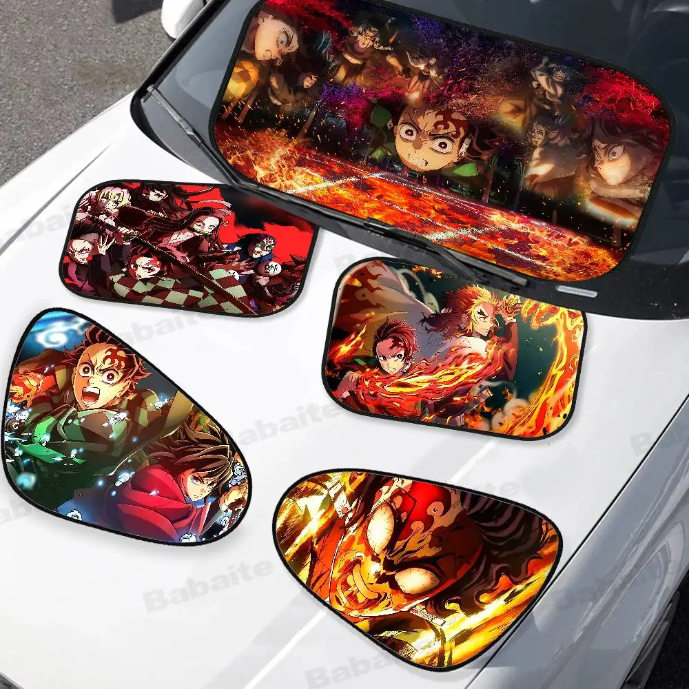 

Японский солнцезащитный козырек Demon Slayer для бокового окна автомобиля, электростатические шторы, защита от солнца для ребенка, 99,9% УФ-блокировщик