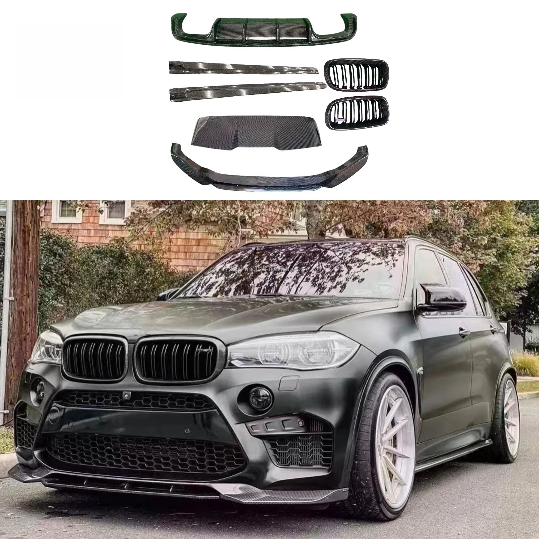 

STLF ZS V Style Front Lip Rear Diffuser Side Skirts Roof Spoiler Carbon Fiber Body Kit for BMWs X5M F85 X6M F86