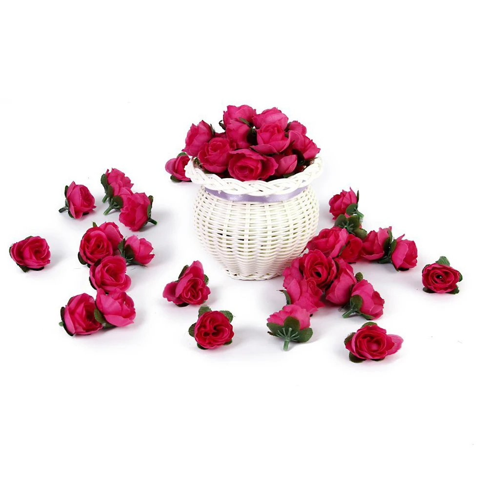 

50pcs Artificial Silk Rose Heads for Wedding Decoration 3cm Lifelike Fake Flowers Reusable Pink RosesSilk Flowerheads