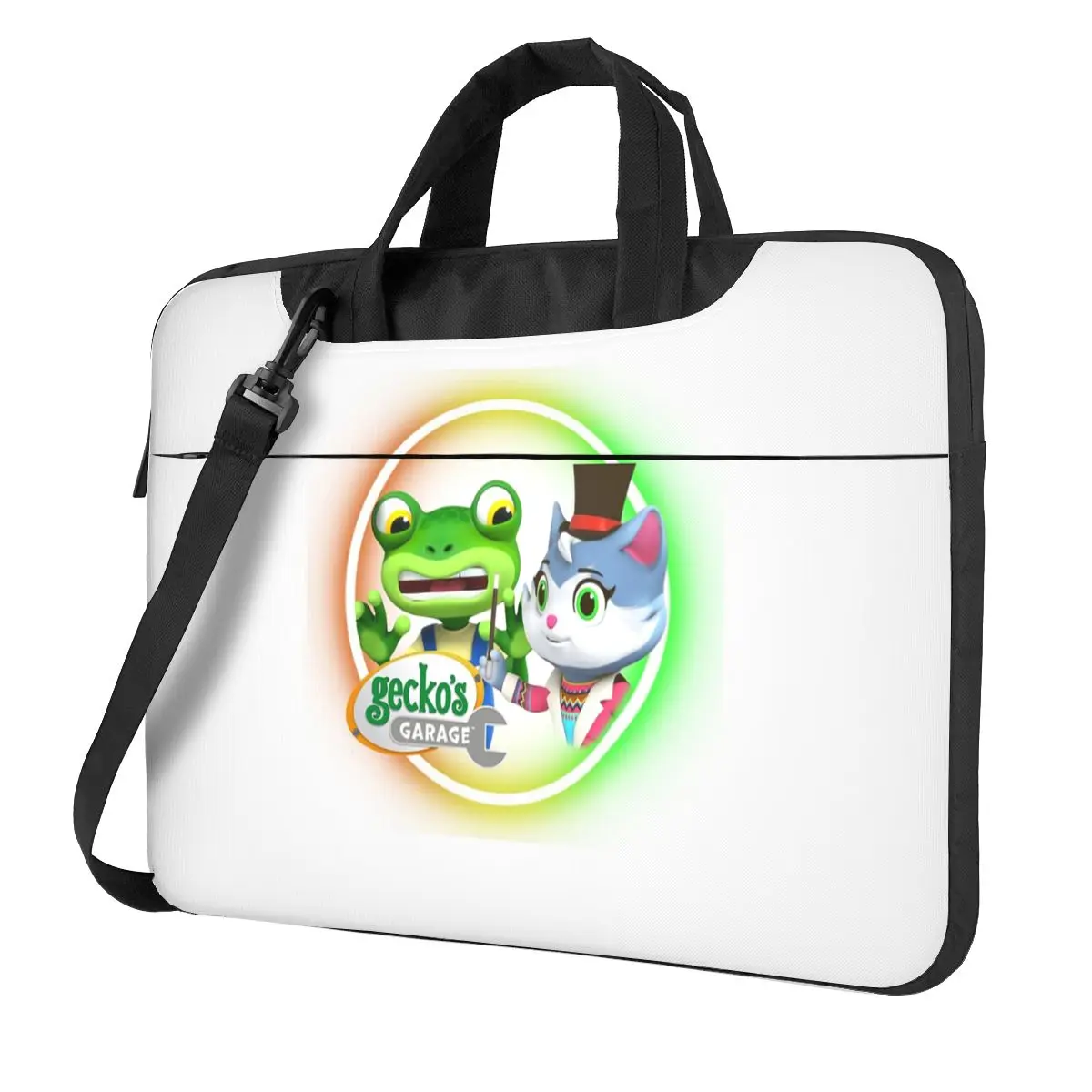 Geckos Garage Cartoon Kids Crossbody Laptop Bag Case Computer Bag Resistant Protective Notebook Pouch for Macbook Pro Lenovo