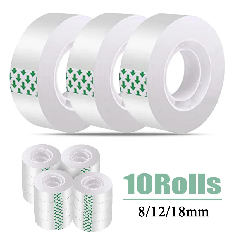 1 10 Rolls Transparent Tape Refills 18 12 8mm Clear Tape Refills for Dispenser Invisible Tapes