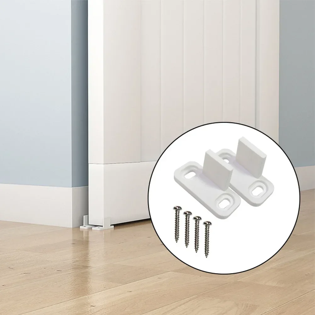 Adjustable White Plastic Floor Guides Compatible With Most Door Thickness For Sliding Barn Door Wall Or Door Bottom Mount