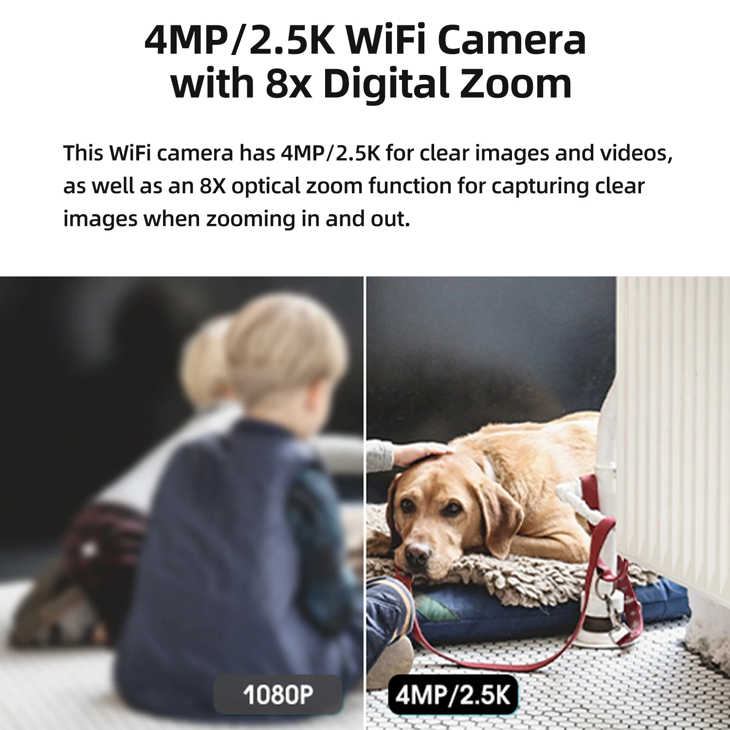 Kamera CCTV VIMTAG 4 MP WIFI Wewnętrzna kamera bezpieczeństwa 360° °   Kamera IP PTZ z automatycznym monitorowaniem śledzeniem IR Night Vision 2-kierunkowa rozmowa z Alexą