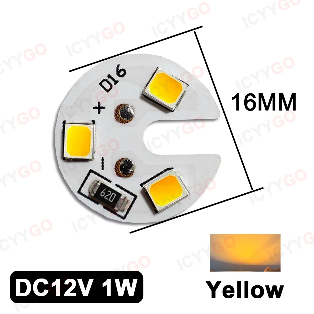 12V 1W Low Voltage PCB Light Source Board Reed Dandelion Light Yellow White And Green Light 12V Light Board 16MM DIY Light Board