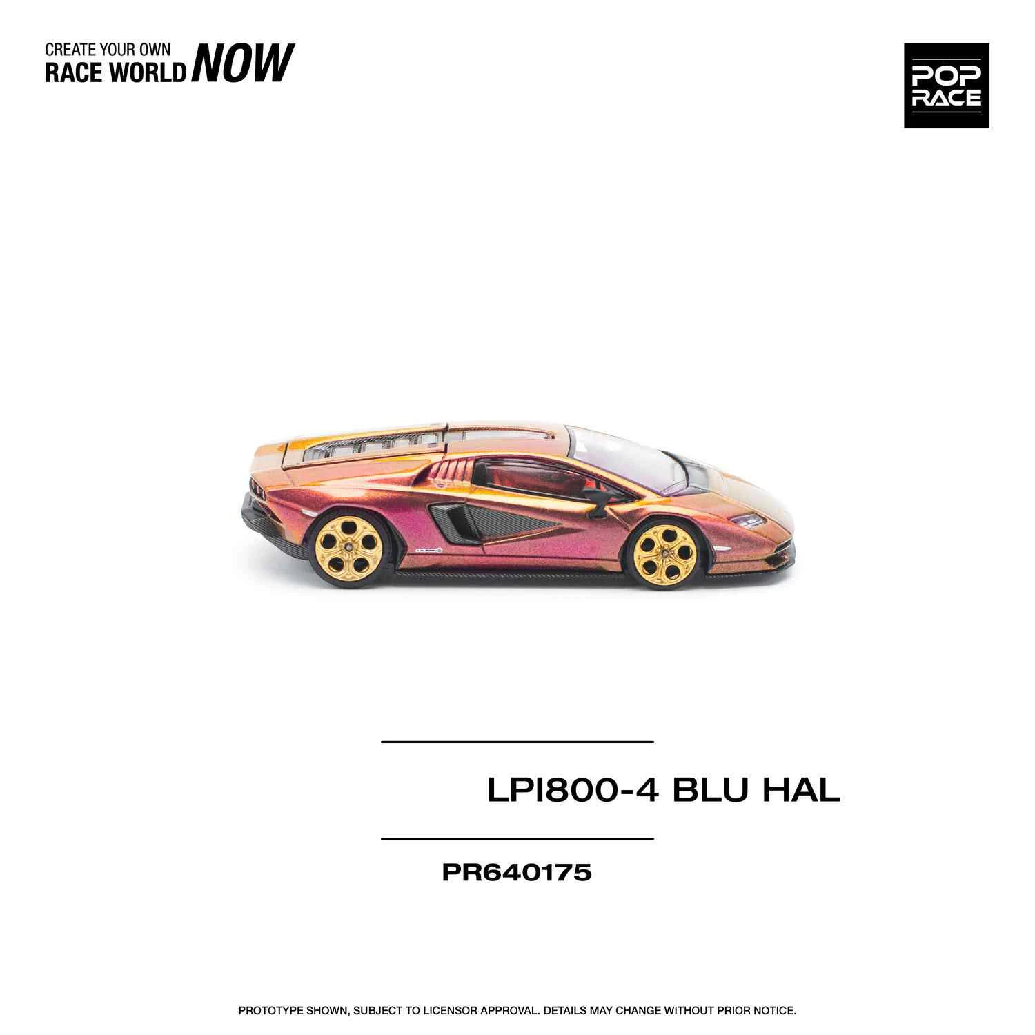 PreSale POP RACE 1:64 Countach LPI800-4 Blu Hal Orange Rainbow Diecast Diorama Car Model Toy