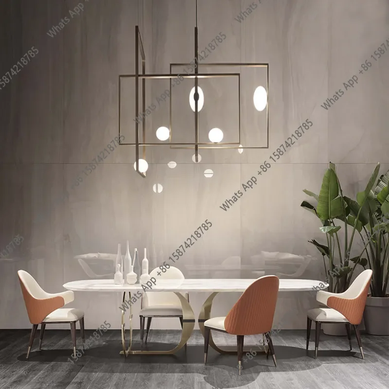 

XxNordic Marble Dining Table Rectangular Household Modern Simple Light Luxury Dining Table And Chair Combination Dining Table