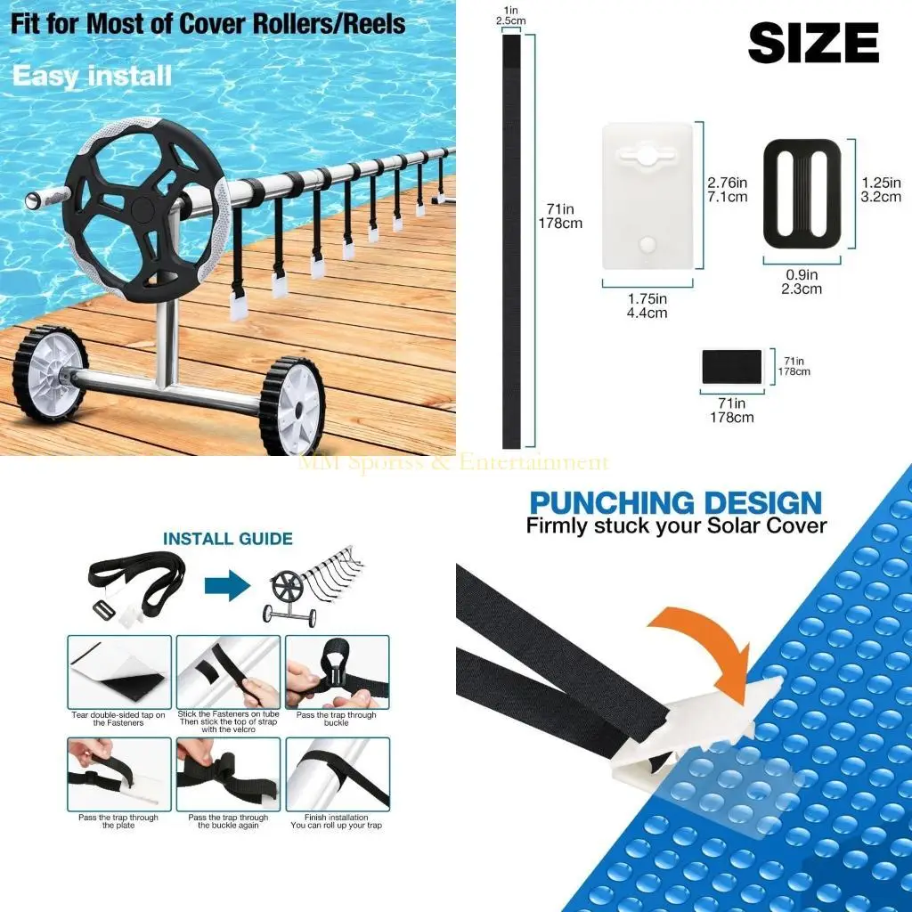 

31BE Солнечная крышка для бассейна, комплекты креплений для катушек, ремешок для катушки с солнечной крышкой, ремешок для одеяла