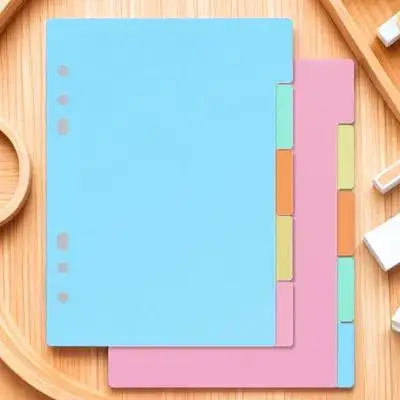 

10 pcs A5 Hole Plastic Partition Labels Pink Binder Dividers Index Dividers Notebook Index Separators Office Supplies