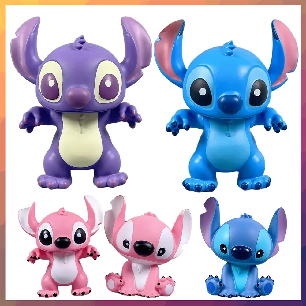 

Disney Stitch Animated Characters Cartoon Models Trendy Desktop Decor Stitch Doll Hand ModelKawaii Collectible Toys Wholesale