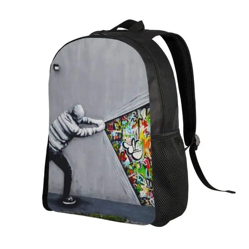 Custom Banksy Uncovering Graffiti Backpack for Men Women Waterproof School College Street Art Bag Printing Bookbag